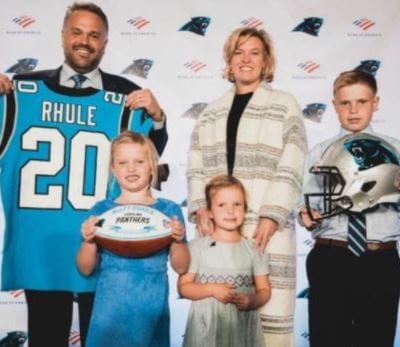 Julie Rhule with husband Matt Rhule and children